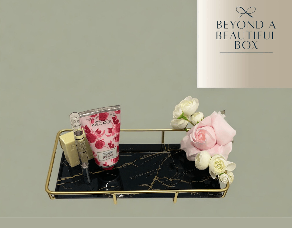 Black Marble-Effect Glass Tray