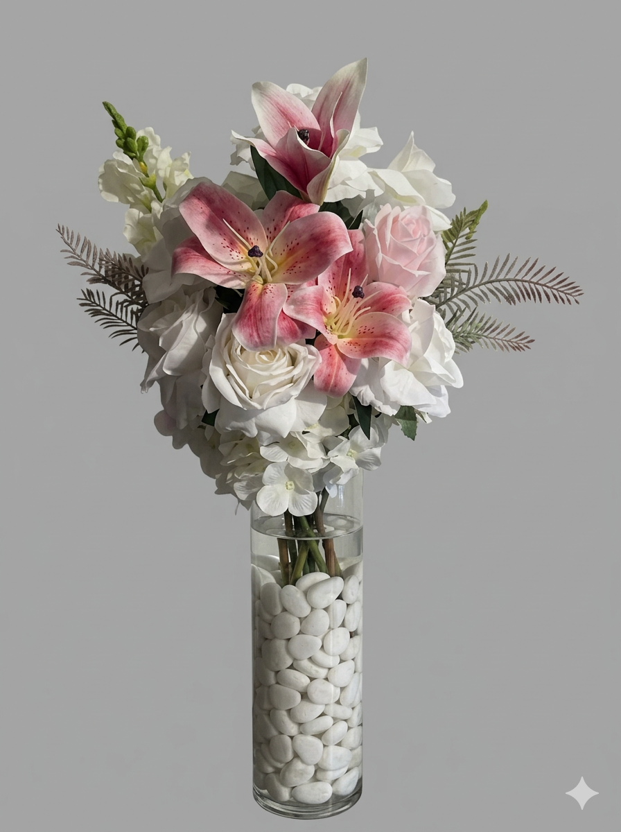 Artificial Blush & Bloom Luxury Real-Touch Floral Arrangement – 60cm Statement Piece