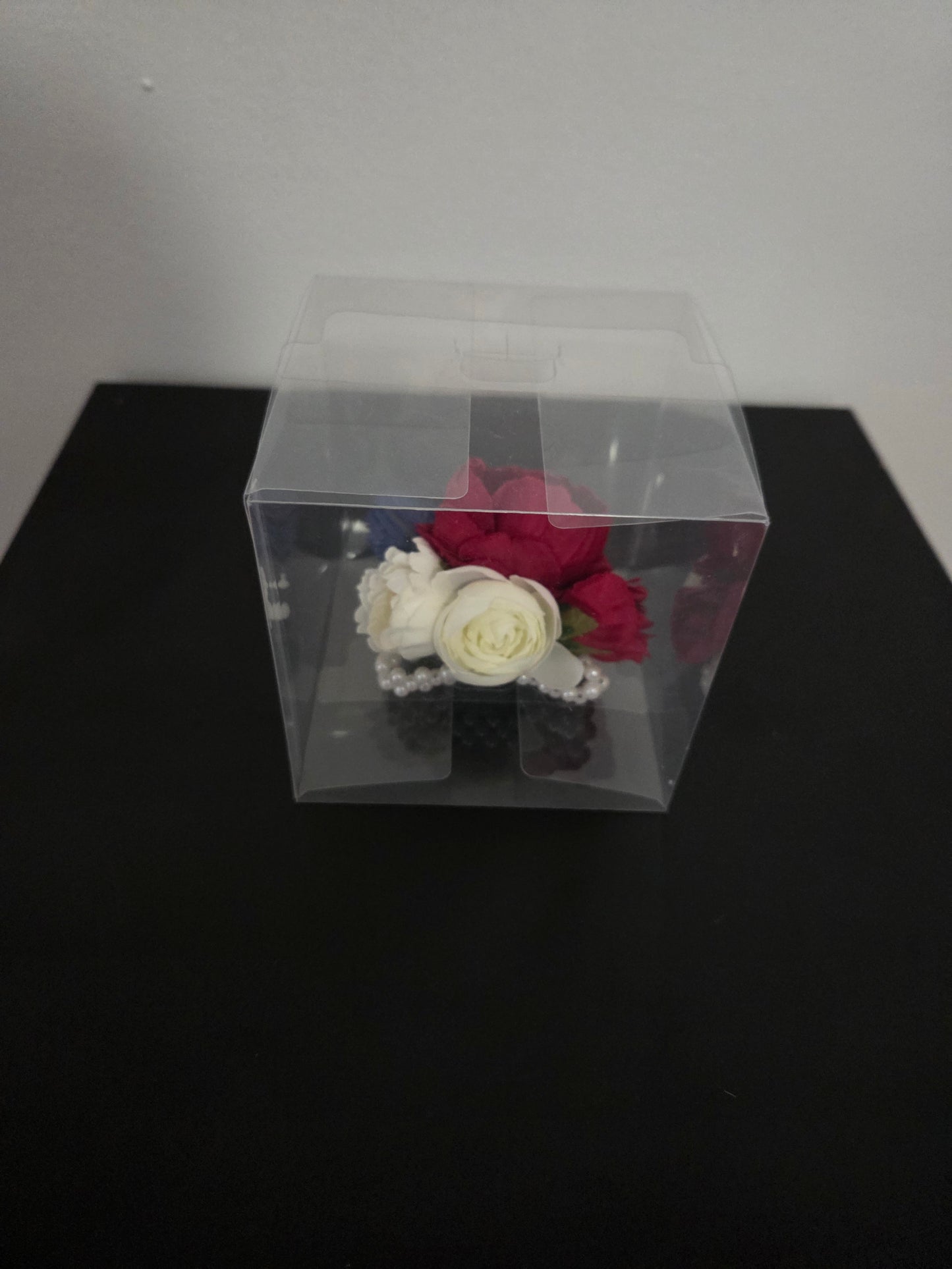 Elegant Artificial Flower Corsage on Pearl Bracelet