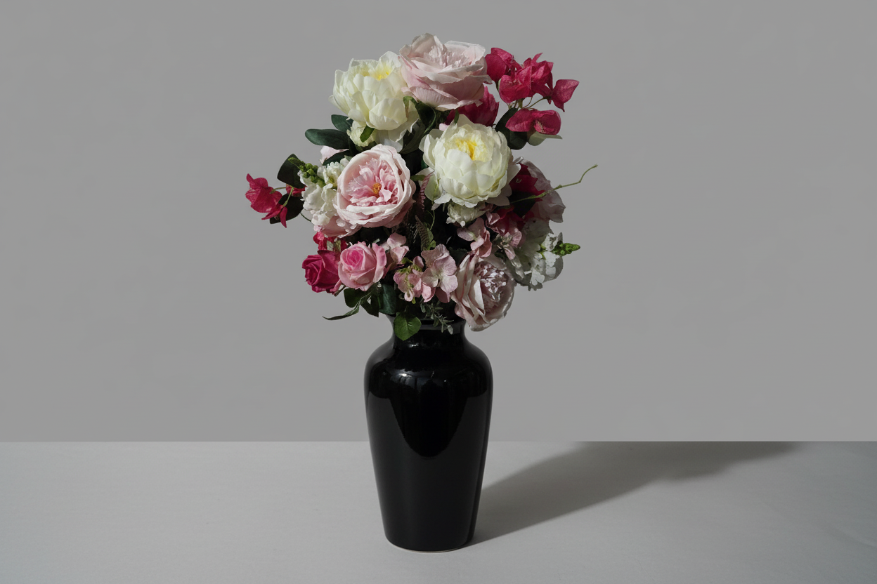 Artificial Premium Hand-Crafted Faux luxury peony and rose floral display.