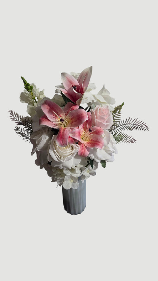 Artificial Blush & Bloom Luxury Real-Touch Floral Arrangement – 60cm Statement Piece