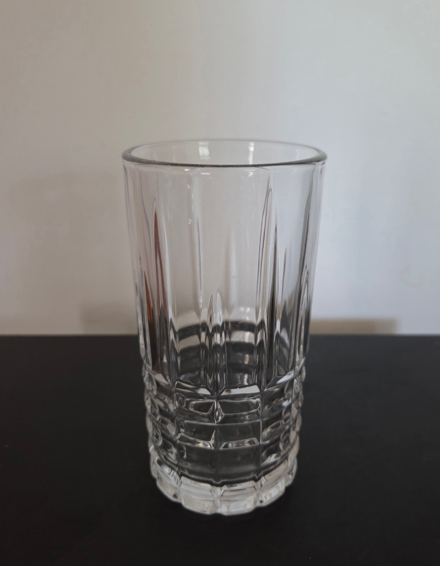 Vase clear glass with sub tile pattern 14.5xm Tall x 8cm diameter